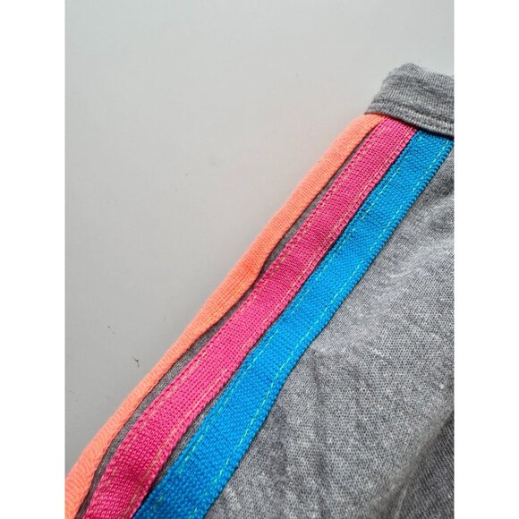 AVIATOR NATION Grey Neon Rainbow Bolt Embroidery Fleece Crop Sweatshirt, Size M - Picture 8 of 16